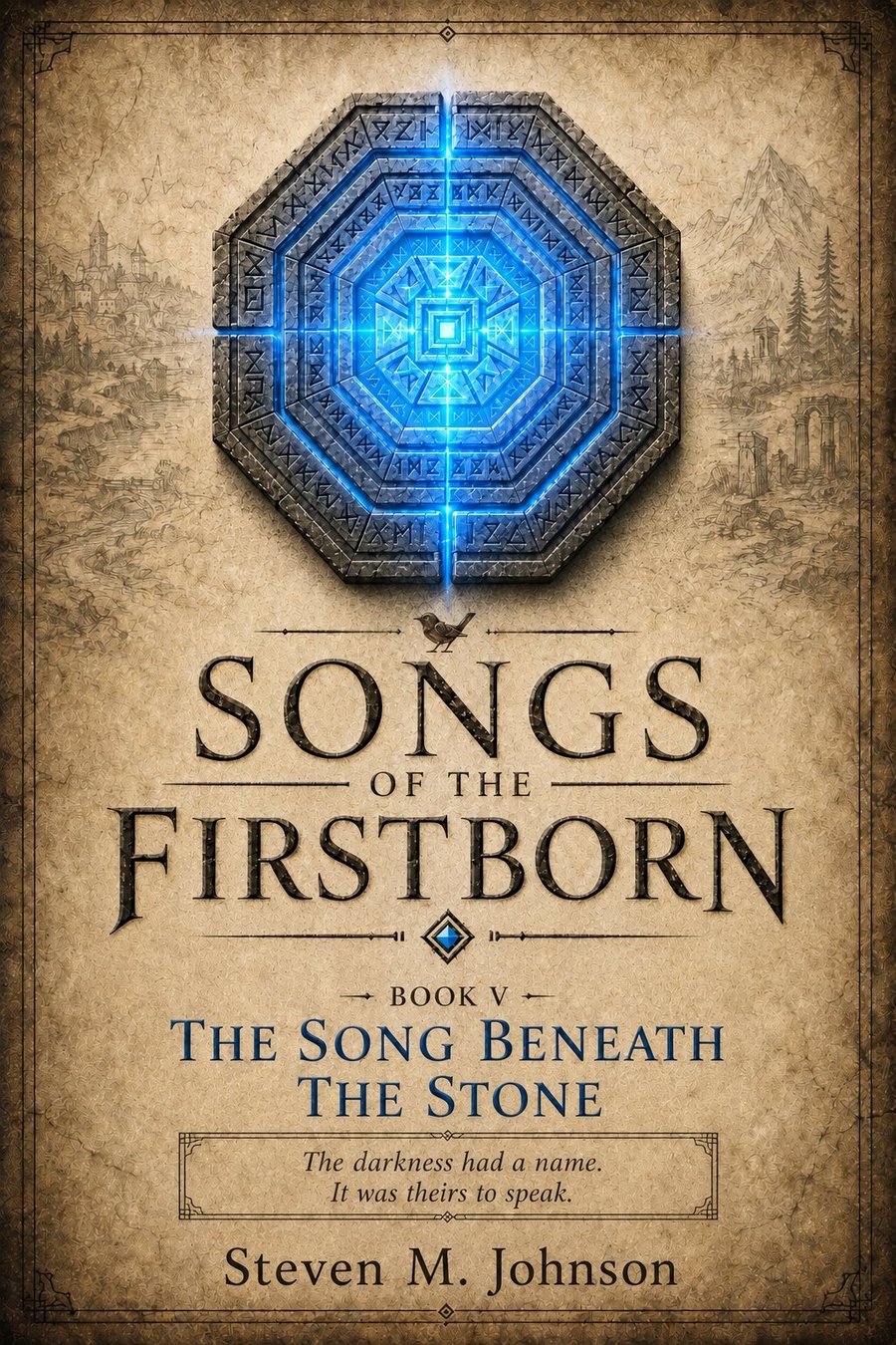 Book cover of Songs of the Firstborn Book V: The Song Beneath the Stone by Steven M. Johnson